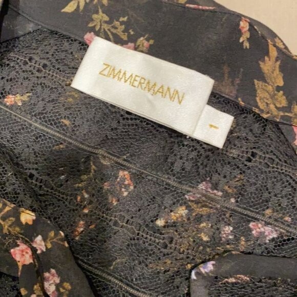 Zimmermann / Lace Up Sunny floral lace trim blouse 1 S - Picture 4 of 5